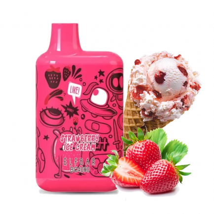 Elf Bar BC 4000 LE (Original) Одноразовая электронная сигарета - (Эльф Бар БЦ 4к тяг) Клубника мороженое