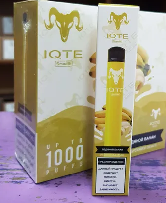 IQTE Smooth Banana ice (Ледяной банан) 1000 затяжек 20мг Hard (2% Hard)