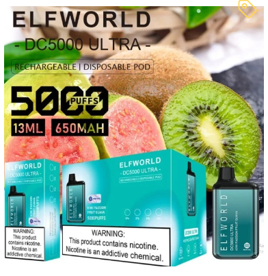 Одноразка Elf World Kiwi Passion Fruit Guava (Киви Маракуя Гуава) DC5000 ULTRA