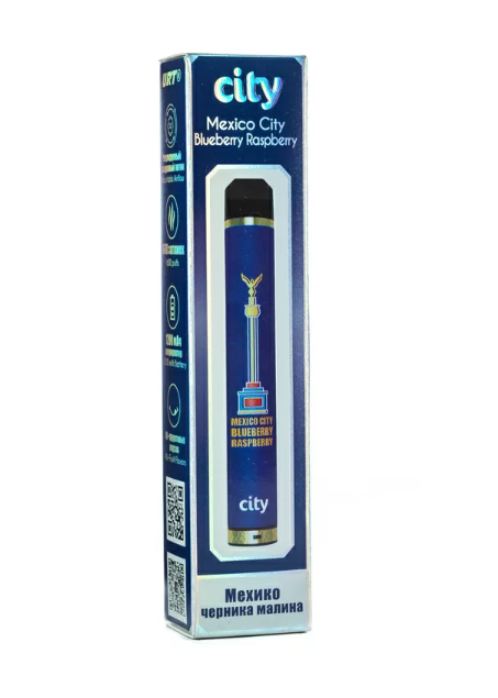 Одноразовая электронная сигарета City Mexico Blueberry raspberry (Мехико Черника малина) 1600 затяжек