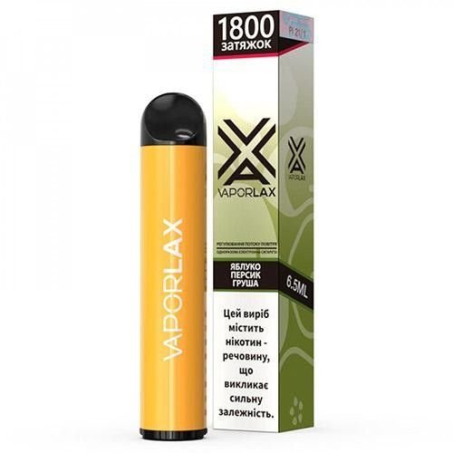 Одноразовая электронная сигарета VAPORLAX Акциз Apple Peach Pear (Яблоко Персик Груша)1800 puff