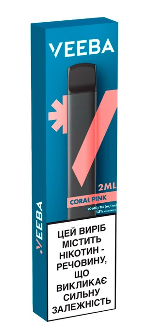 Одноразовая электронная сигарета VEEBA 2 мл 1.8% Coral Pink (Арбуз + Дыня + Ментол)