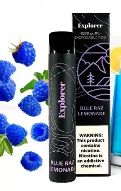 Одноразовая Pod система Explorer 1500 Blue Raz Lemonade (Лимонад с голубой малиной) 50mg 850mah