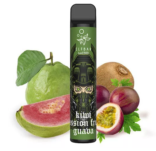 Одноразовый Pod Elf Bar 1500 Lux 850mAh Kiwi Passionfruit Guava 5% - (Эльф Бар Люкс 1.5 к тяг) Киви с маракуйей и гуавой