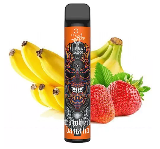 Одноразовый Pod Elf Bar 1500 Lux 850mAh Strawberry Banana 5% - (Эльф Бар Люкс 1.5 к тяг) Клубника с бананом