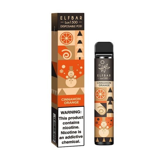 Одноразка Pod Elf Bar 1500 Christmas Edition Disposable Device 850mAh Cinnamon Orange 5% - (Эльф Бар 1.5к тяг) Корица Апельсин