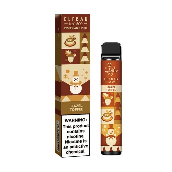 Одноразка Pod Elf Bar 1500 Christmas Edition Disposable Device 850mAh Hazel Toffee 5% - (Эльф Бар 1.5к тяг) Хейзел Ириска