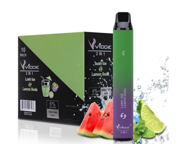 Vidge 2 000 Затяжек - Вкус 2 в 1 (Переключатель вкуса) - Арбуз со льдом + Лимонад