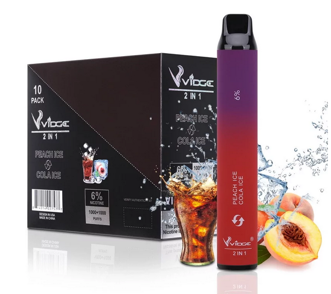 Vidge 2 000 Затяжек - Вкус 2 в 1 (Переключатель вкуса) - Персик со льдом + Кола со льдом